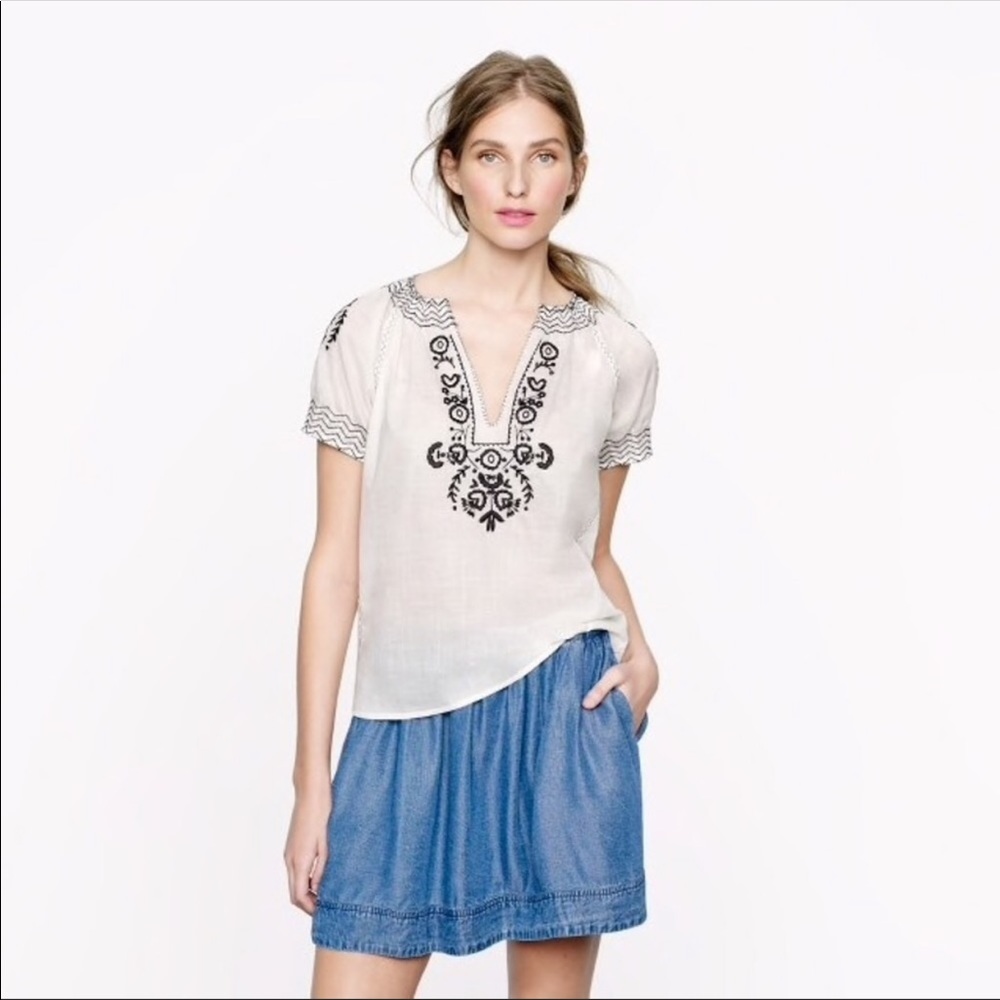 J. Crew embroidered blouse